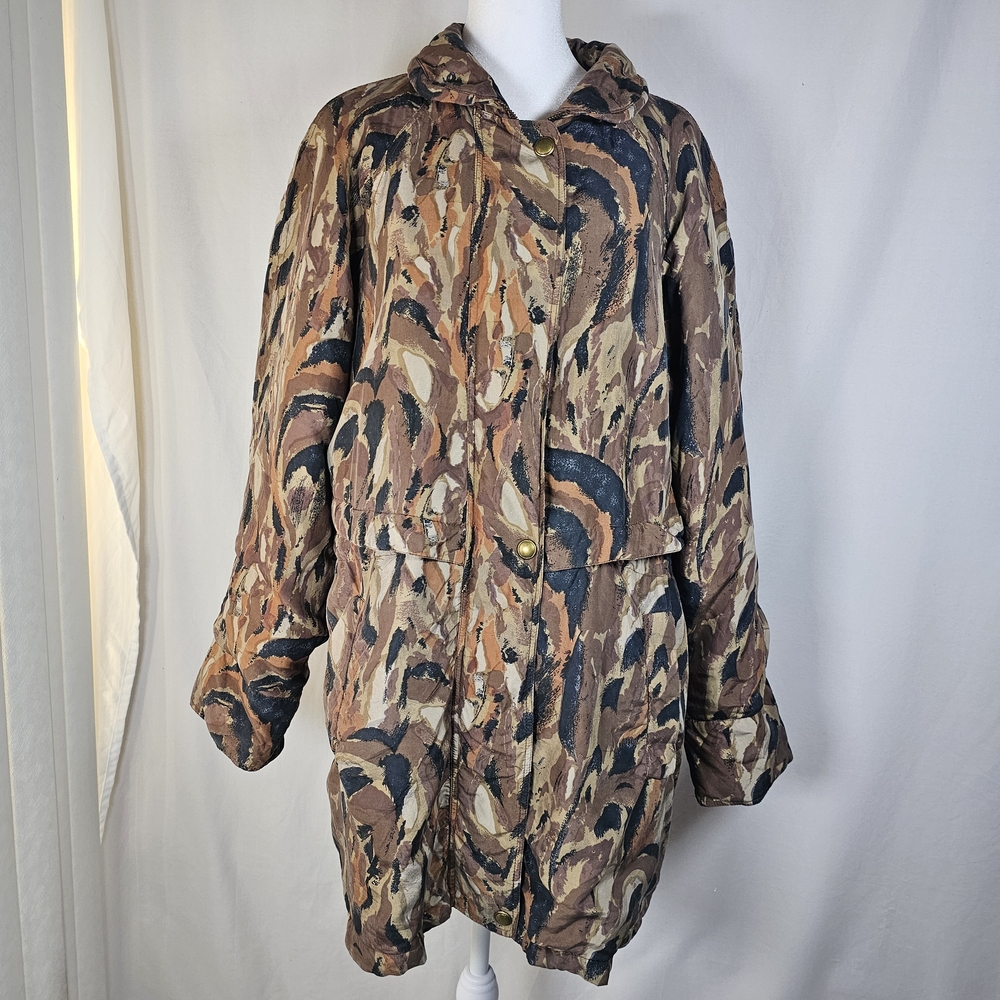 Peter Hahn Vintage Abstract Patterned Hooded Coat‎ Size D 40, US 10, or M